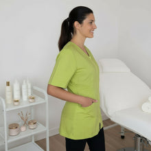 Carica l'immagine nel visualizzatore di Gallery, Camice casacca da lavoro donna con zip "verde lime" cod: 1106
