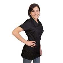 Charger l'image dans la galerie, Veste de travail pour femme, tunique, uniforme noir ajusté à manches courtes, modèle « London » COD : 6909
