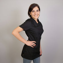 Carica l&#39;immagine nel visualizzatore di Gallery, Camice da lavoro donna,casacca,divisa slim nero mezza manica &quot;mod. Londinese&quot; COD: 6909
