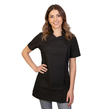 Charger l'image dans la galerie, Veste de travail pour femme, tunique, uniforme noir ajusté à manches courtes, modèle « London » COD : 6909
