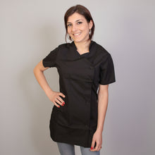 Carica l&#39;immagine nel visualizzatore di Gallery, Camice da lavoro donna,casacca,divisa slim nero mezza manica &quot;mod. Londinese&quot; COD: 6909
