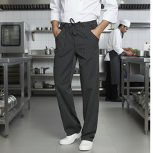 Carica l&#39;immagine nel visualizzatore di Gallery, Pantaloni da cuoco regular-fit &quot;nero gessato&quot; cod:8944
