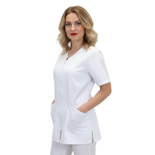 Cargar imagen en el visor de la galería, Camice da lavoro,casacca con zip bianco MM cod: 7043
