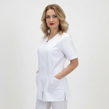 Charger l&#39;image dans la galerie, Camice da lavoro,casacca con zip bianco MM cod: 7043
