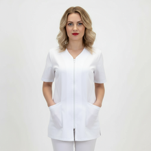 Charger l&#39;image dans la galerie, Camice da lavoro,casacca con zip bianco MM cod: 7043
