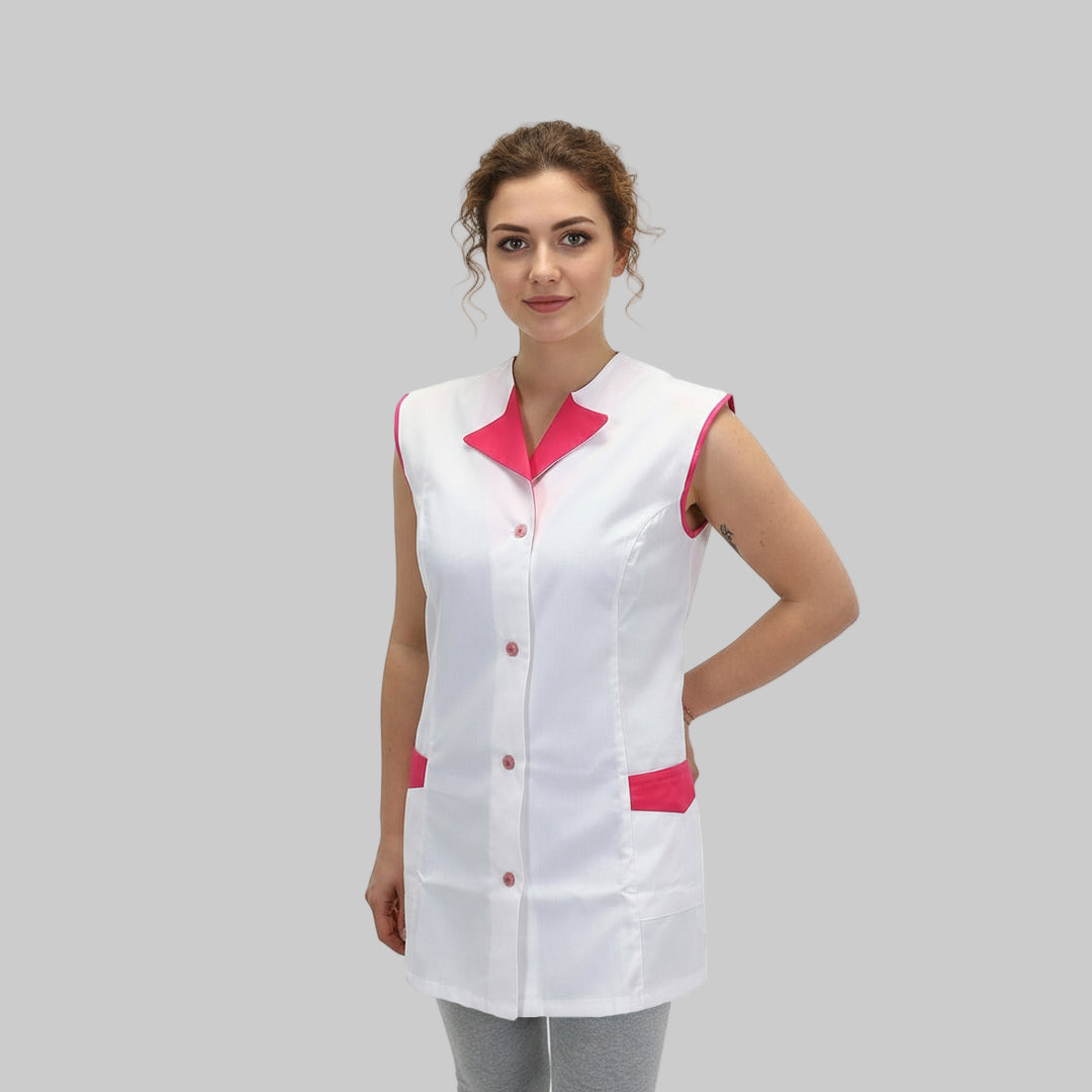 Casacca,camice da lavoro giromanica, bianco inserto 