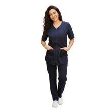 Carica l'immagine nel visualizzatore di Gallery, Divisa da lavoro donna con cerniera blu scuro codice 1612
