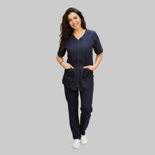 Carica l&#39;immagine nel visualizzatore di Gallery, Divisa da lavoro donna con cerniera blu scuro codice 1612
