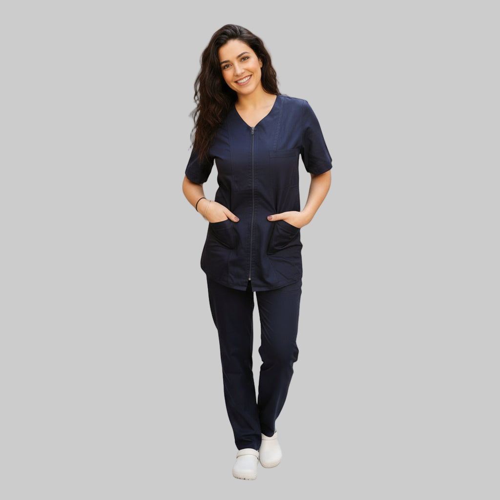 Divisa da lavoro donna con cerniera blu scuro codice 1612