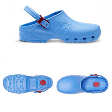 Carica l&#39;immagine nel visualizzatore di Gallery, Zoccoli da lavoro sanitari ,cinturino regolabile  &quot;azzurro&quot; cod: 8248
