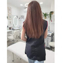 Carica l'immagine nel visualizzatore di Gallery, Casacca da lavoro,camice giromanica corto bottoni col. "NERO profilo fuchsia" cod: 1509
