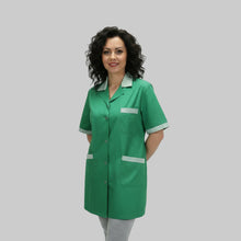 Carica l&#39;immagine nel visualizzatore di Gallery, Camice da lavoro donna, casacca verde con profilo MM cod: 7708

