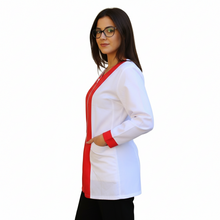 Carica l&#39;immagine nel visualizzatore di Gallery, Casacca,camice da lavoro con zip, manica lunga bicolore &quot;rosso&quot; Cod:2206
