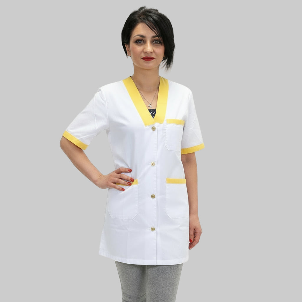 Casacca,camice da lavoro, profilo giallo MM cod: 7609