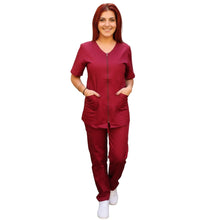 Charger l'image dans la galerie, Uniforme femme bordeaux à fermeture éclair, code : 8361 
