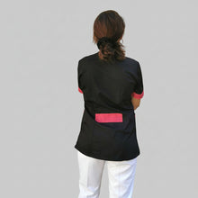 Carica l&#39;immagine nel visualizzatore di Gallery, Camice,casacca da lavoro donna mod beauty, Nero inserto fuchsia Cod: 290720
