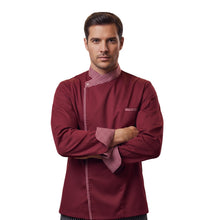 Charger l'image dans la galerie, Veste de chef bordeaux « cook » à boutons-pression, code : 7753
