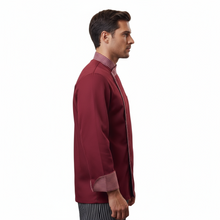 Charger l'image dans la galerie, Veste de chef bordeaux « cook » à boutons-pression, code : 7753
