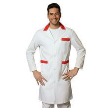 Carica l&#39;immagine nel visualizzatore di Gallery, Camice da lavoro uomo, bianco con profilo colorato &quot;ROSSO&quot; cod:7968
