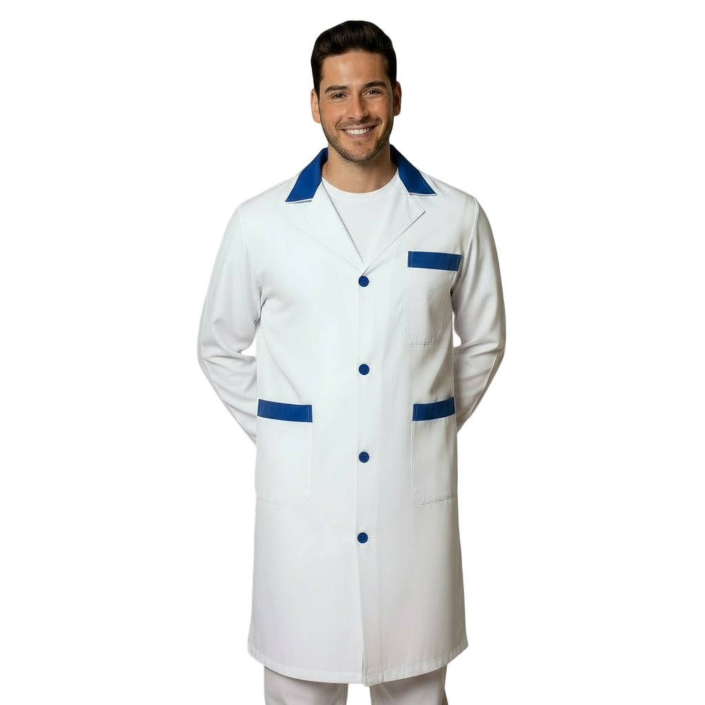 Camice da lavoro uomo, bianco con profilo colorato cod:7970