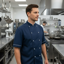 Carica l&#39;immagine nel visualizzatore di Gallery, Giacca cuoco &quot;light&quot; blu scuro cod: 0928
