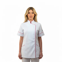 Carica l'immagine nel visualizzatore di Gallery, Camice,Casacca da Lavoro Donna, Slim Fit,per Estetista,parrucchiera, cuoca "bianco" COD: 15224
