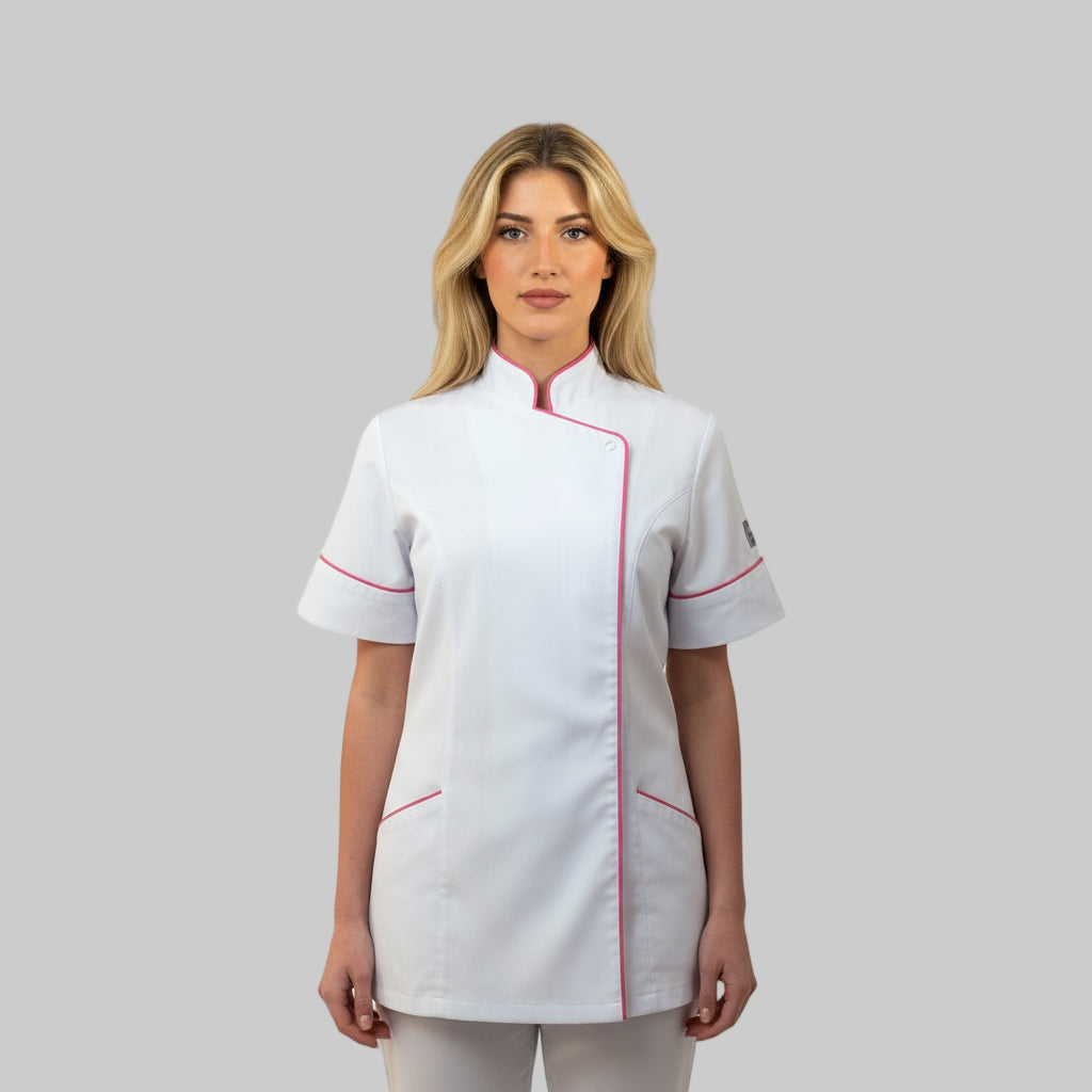 Camice,Casacca da Lavoro Donna, Slim Fit,per Estetista,parrucchiera, cuoca 