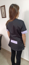 Carica l&#39;immagine nel visualizzatore di Gallery, Camice da Lavoro Donna ,Casacca,nero profilo glicine cod: 2401
