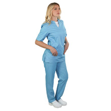 Carica l'immagine nel visualizzatore di Gallery, Divisa da lavoro donna, scollo "cuore" celestone cod: "8385"
