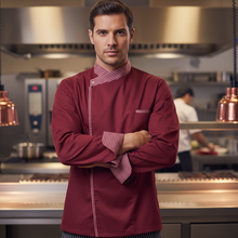 Carica l&#39;immagine nel visualizzatore di Gallery, Giacca chef &quot;cook&quot; bordeaux con automatici cod:7753
