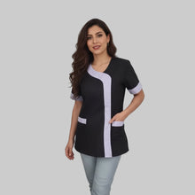 Carica l&#39;immagine nel visualizzatore di Gallery, Camice da Lavoro Donna ,Casacca,nero profilo glicine cod: 2401
