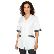 Charger l'image dans la galerie, Veste de travail blanche zippée MM avec empiècement noir Code : 2707
