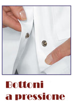 Carica l&#39;immagine nel visualizzatore di Gallery, Camice da Laboratorio Donna, Cotone Pesante Bianco, Polsini Elasticizzati, Bottoni Automatici cod: 0303
