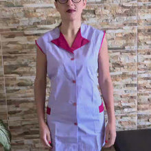 Carica e avvia il video nel visualizzatore di galleria, Camice da lavoro donna,giromanica,casacca per operaia,Maestra, Imprese Pulizia, cod: 1403
