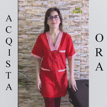 Carica e avvia il video nel visualizzatore di galleria, camice da lavoro,casacca MM rosso con profilo cod: 7425

