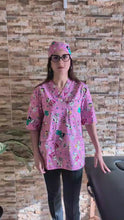Carica e avvia il video nel visualizzatore di galleria, casacca da lavoro, fumetto+bandana &quot;ROSA&quot; cod: 999

