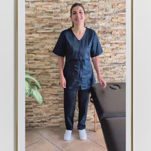 Carica e avvia il video nel visualizzatore di galleria, Divisa da lavoro donna con cerniera blu scuro codice 1612
