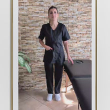 Charger et lire la vidéo dans la visionneuse de la Galerie, Uniforme de travail pour femme avec fermeture éclair « NOIR » code : 0305
