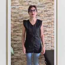 Carica e avvia il video nel visualizzatore di galleria, camice da lavoro donna,Casacca giromanica ZIP &quot;Nero&quot; Cod: 2006
