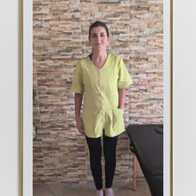 Carica e avvia il video nel visualizzatore di galleria, Camice casacca da lavoro donna con zip "verde lime" cod: 1106
