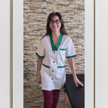 Carica e avvia il video nel visualizzatore di galleria, Casacca,camice da lavoro, mezza manica inserto verde cod: 181119
