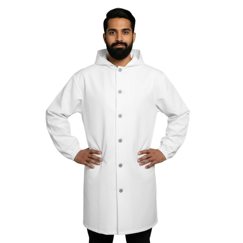 Camice da macellaio con cappuccio bianco cod : 80223