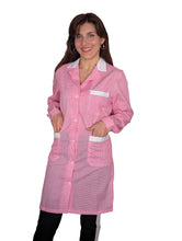 Carica l&#39;immagine nel visualizzatore di Gallery, camice da lavoro, lungo quadretto rosa ML cod:7456
