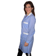 Carica l&#39;immagine nel visualizzatore di Gallery, camice da lavoro donna,lungo quadretto azzurro ML cod: 200524
