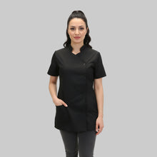 Carica l&#39;immagine nel visualizzatore di Gallery, Camice da lavoro donna,casacca,divisa slim nero mezza manica &quot;mod. Londinese&quot; COD: 6909
