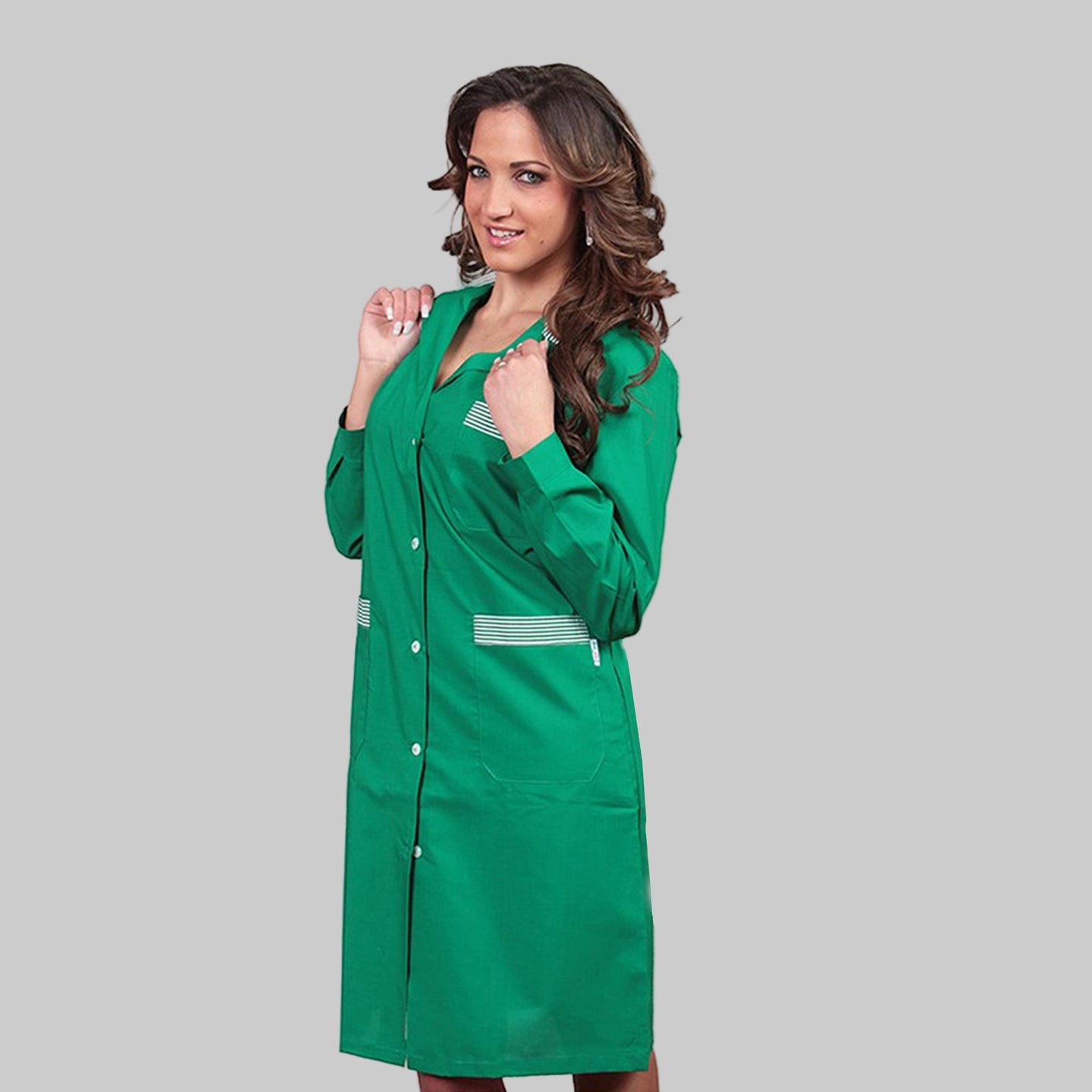 Camice da lavoro verde lungo ML con inserto cod: 9091