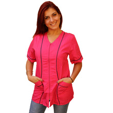 Carica l&#39;immagine nel visualizzatore di Gallery, Camice da lavoro,casacca zip FUCHSIA MM cod: 6893
