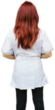 Carica l&#39;immagine nel visualizzatore di Gallery, camice da lavoro,casacca donna bianco profilo verde MM corto cod: 7241
