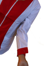 Carica l&#39;immagine nel visualizzatore di Gallery, Casacca,camice da lavoro con zip, manica lunga bicolore &quot;rosso&quot; Cod:2206
