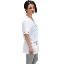 Carica l&#39;immagine nel visualizzatore di Gallery, Camice da lavoro,casacca zip donna, bianco con profilo mod. &quot;rosaria&quot; COD: 7203
